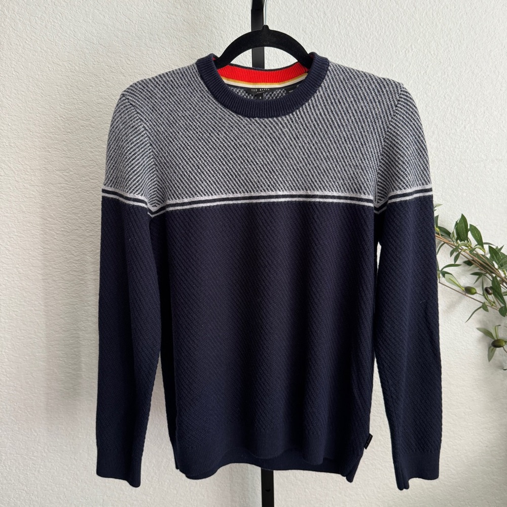 Ted Baker Navy and Gray Crewneck Sweater